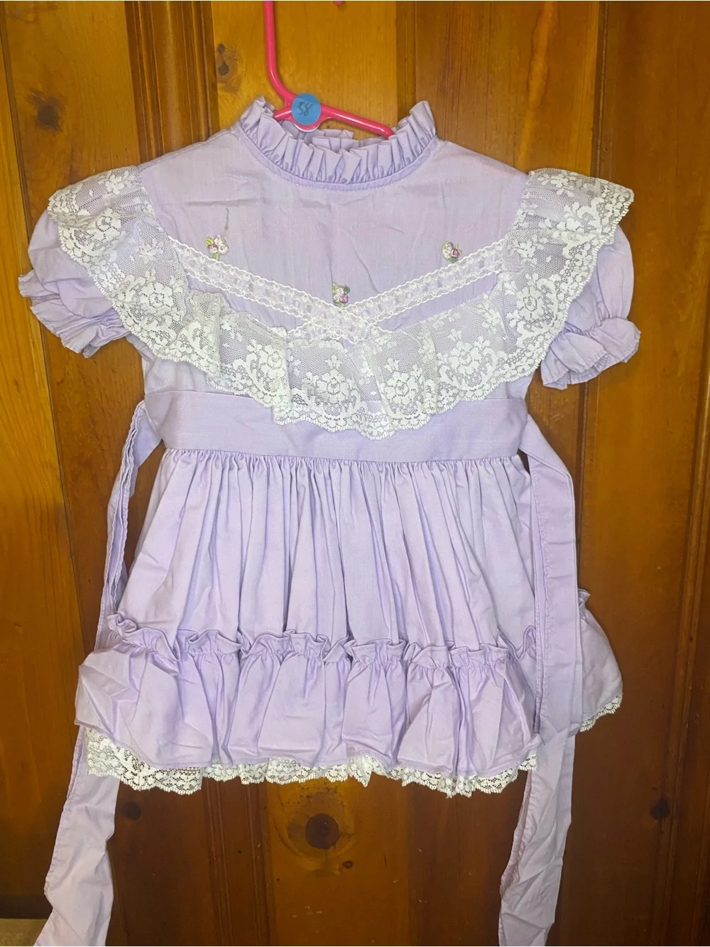 Vintage “were fussy”Girls' Lavender Lace Ruffle Dress Top - Lavender